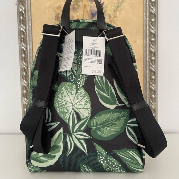 NWT KATE SPADE Chelsea Fern Foliage Medium Backpack In Green